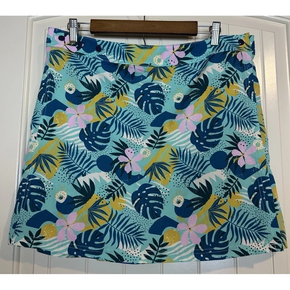 Charlie Paige‎ Hawaiian Floral wrap adjustable skirt Sz L XL Beach Resort Pool